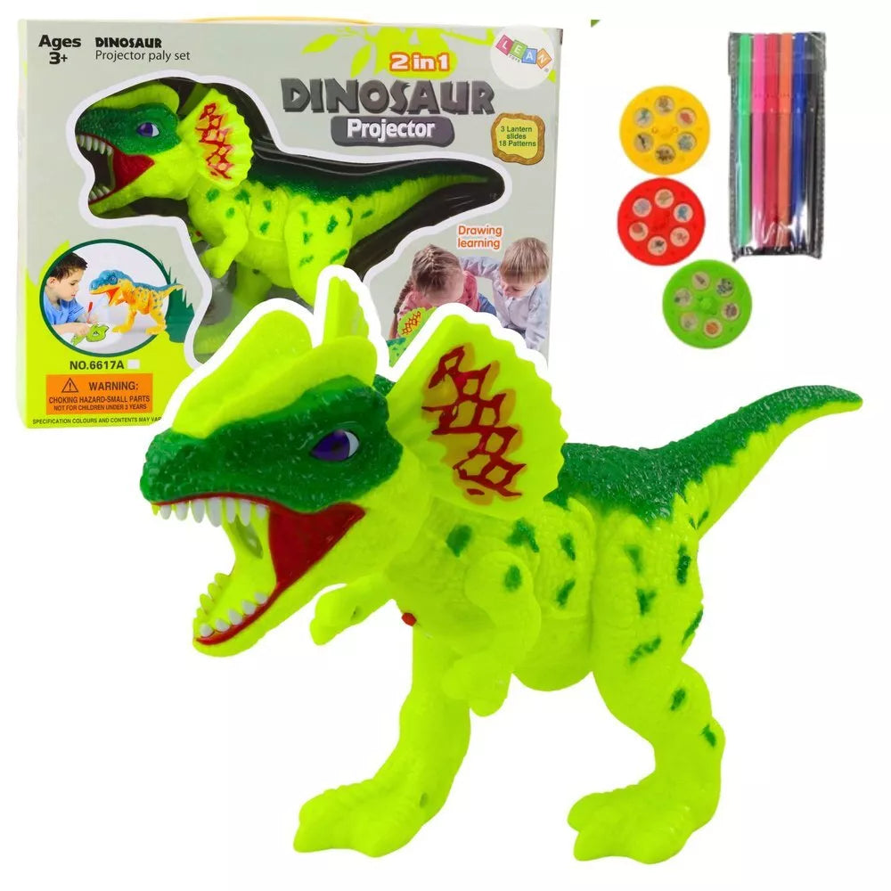 Dino projektorius su markeriais – 2in1 edukacinis piešimo ir šviesos žaislas